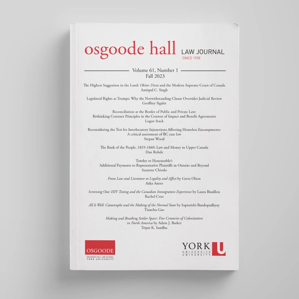 Osgoode Hall Law Journal, Volume 61, Issue&nbsp;1