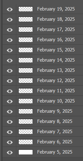 Photoshop layers with date names