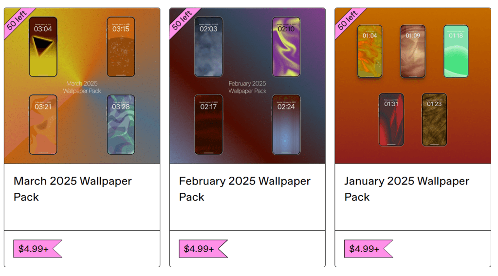 a screenshot of my gumroad shop with three items for sale.