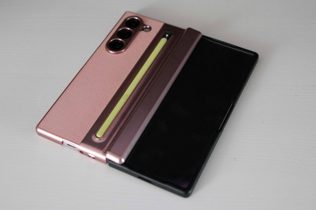 Samsung Fold 6 in a case that holds an S Pen.