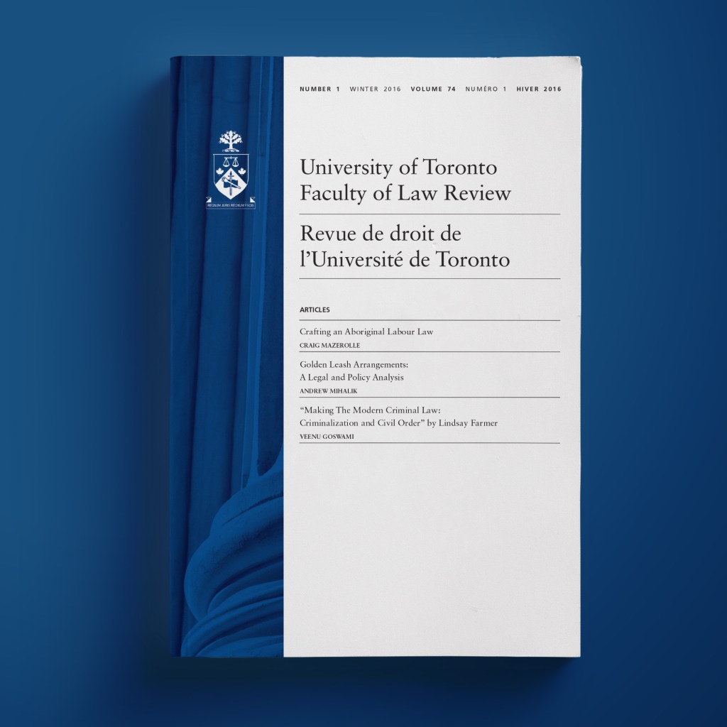 University of Toronto Faculty of Law Review, Volume&nbsp;74