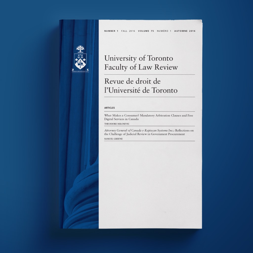 University of Toronto Faculty of Law Review, Volume 75, Issue&nbsp;1