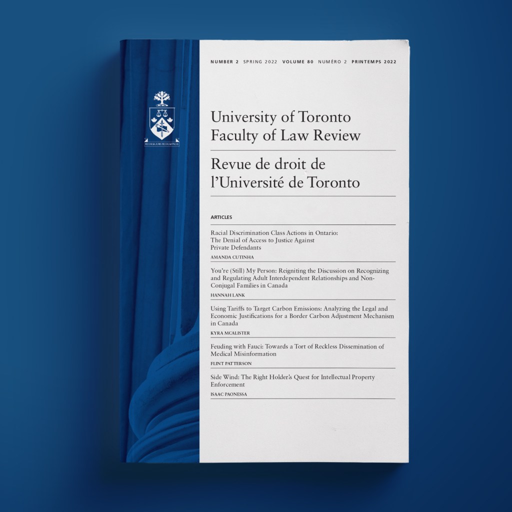 University of Toronto Faculty of Law Review, Volume 80, Issue&nbsp;2