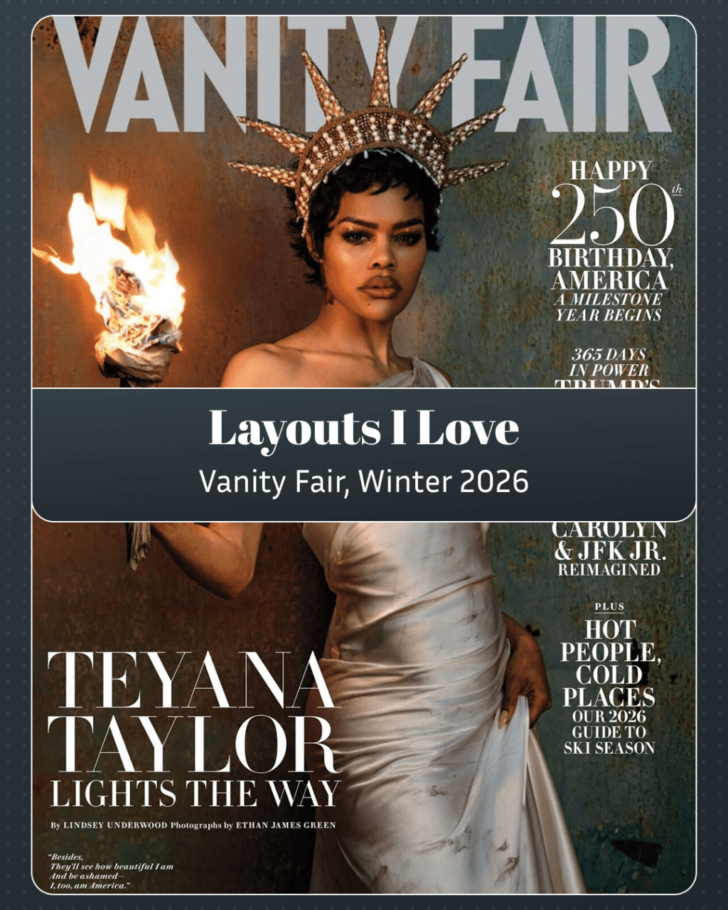 Layouts I Love 20 • Vanity Fair, Winter 2026